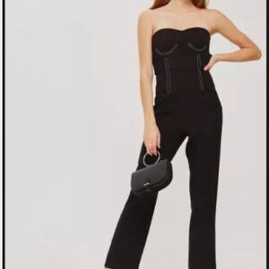 Topshop Strapless Jumpsuit With Stitch Details Size4